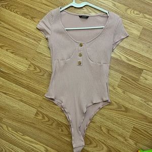 Mauve Pink Short Sleeve Bodysuit Shein Size Large